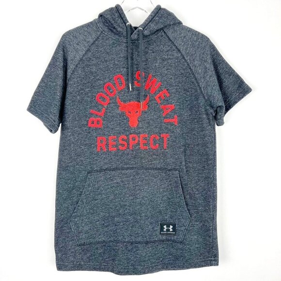 Under Armour Project Rock Blood Sweat Respect Short Sleeve Hoodie. Size M - Picture 12 of 13
